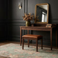 Green Turkish rug in a styled room