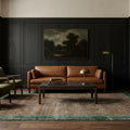 Green Turkish rug in a living room