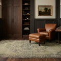 Green Turkish rug in a styled room
