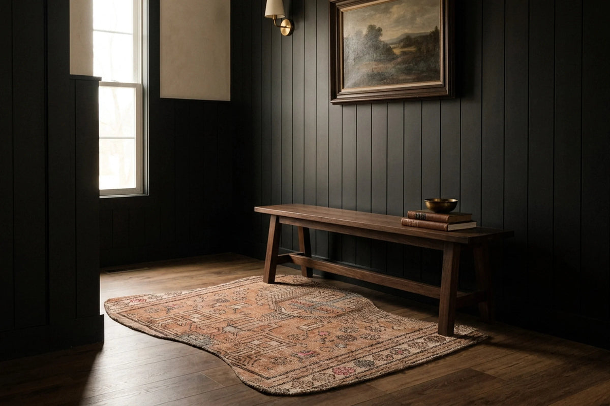 Brown Persian doormat in an entryway