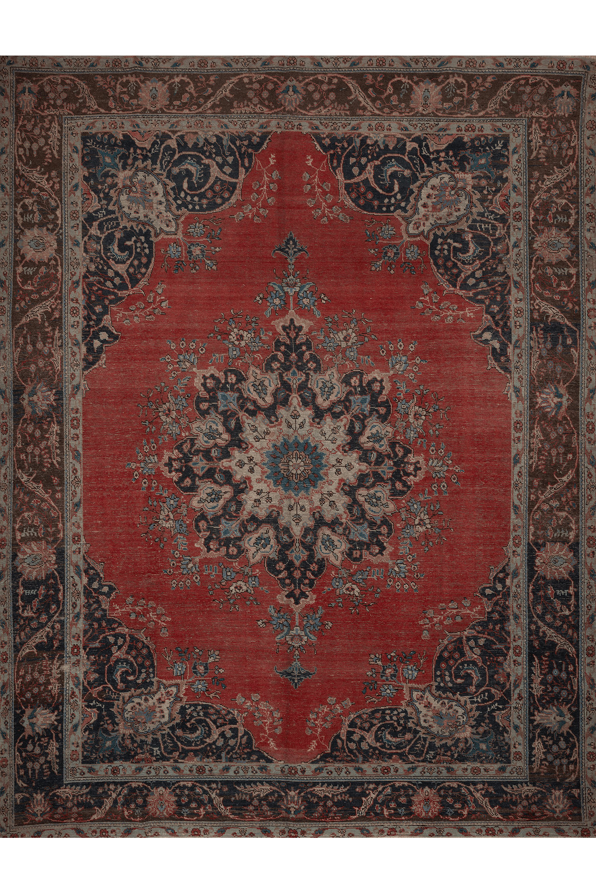 Vintage Southeastern Persian Style Oversize Rug 9x12 ft — Red & Blue Medallion