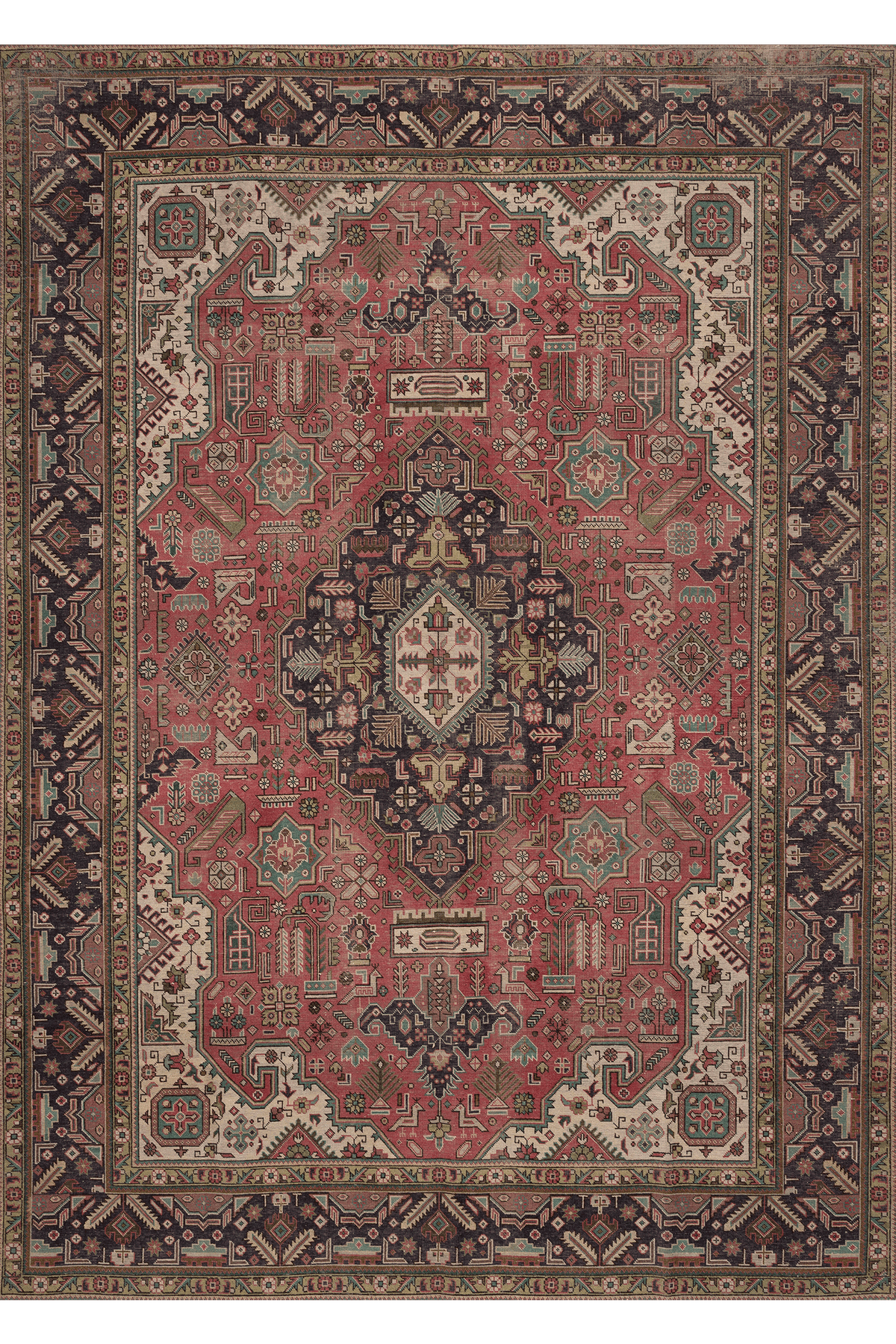 Vintage Southeastern Persian Style Oversize Rug 8x11 ft — Red & Blue Medallion