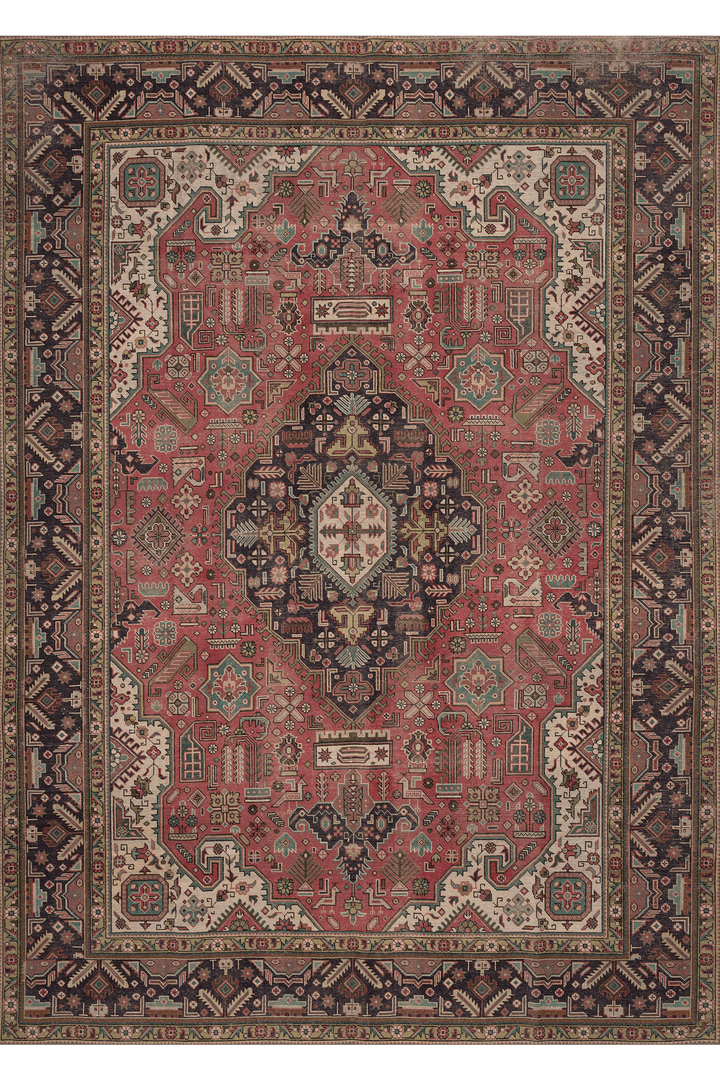 Vintage Southeastern Persian Style Oversize Rug 8x11 ft — Red & Blue Medallion