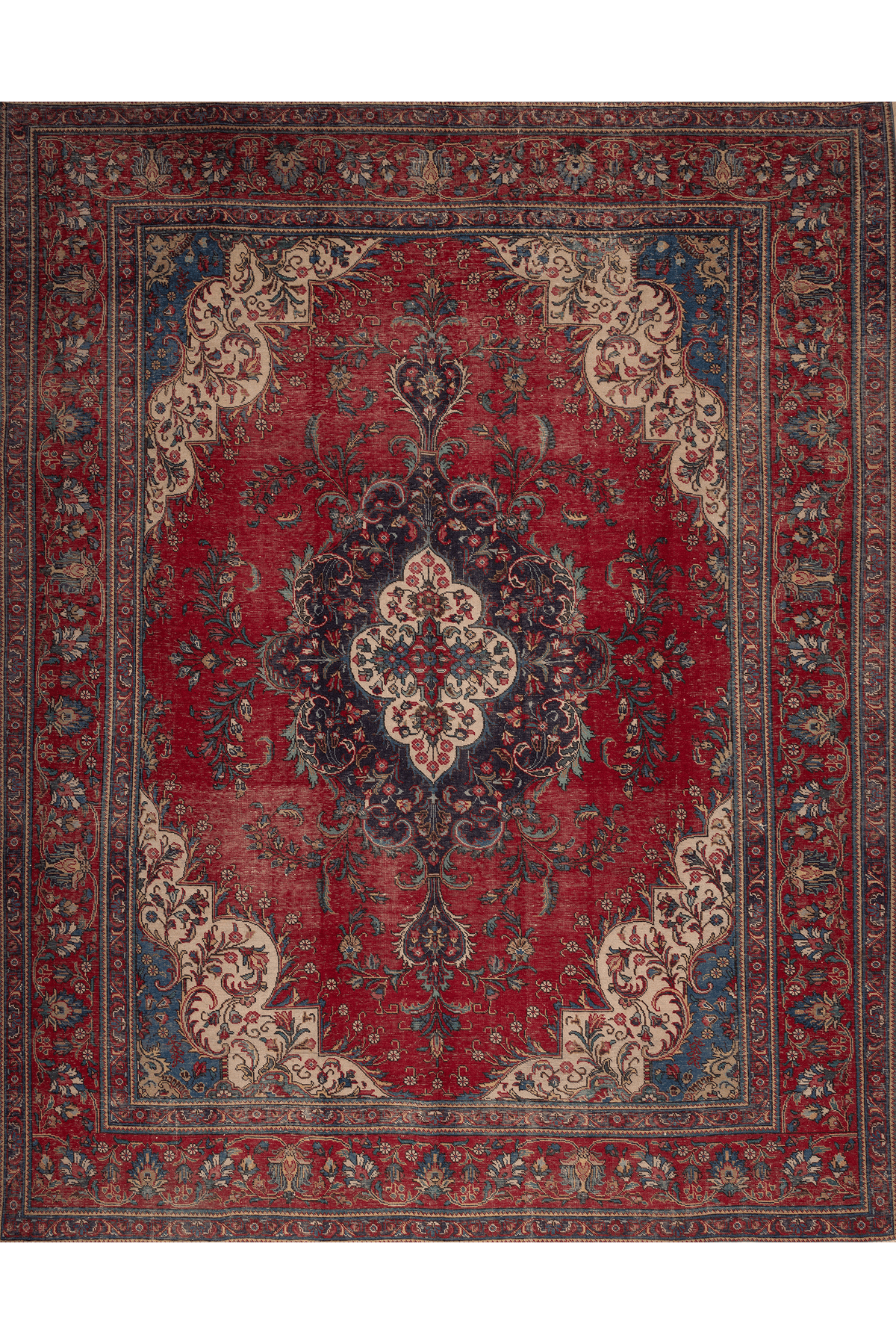 Vintage Southeastern Persian Style Oversize Rug 10x12 ft — Red & Blue Medallion