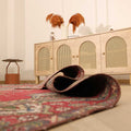 Vintage Southeastern Persian Style Oversize Rug 9x12 ft — Red & Beige Medallion
