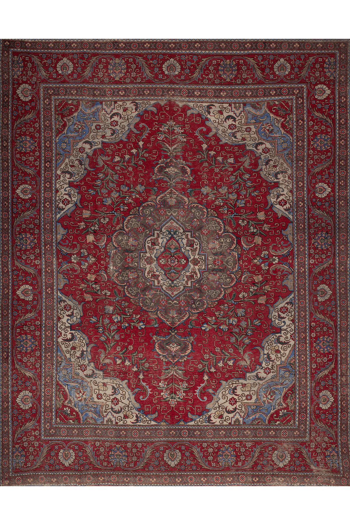 Vintage Southeastern Persian Style Oversize Rug 10x12 ft — Red & Blue Medallion