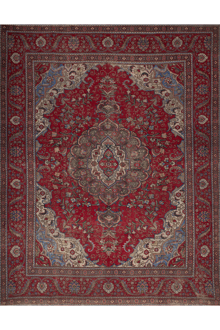 Vintage Southeastern Persian Style Oversize Rug 10x12 ft — Red & Blue Medallion