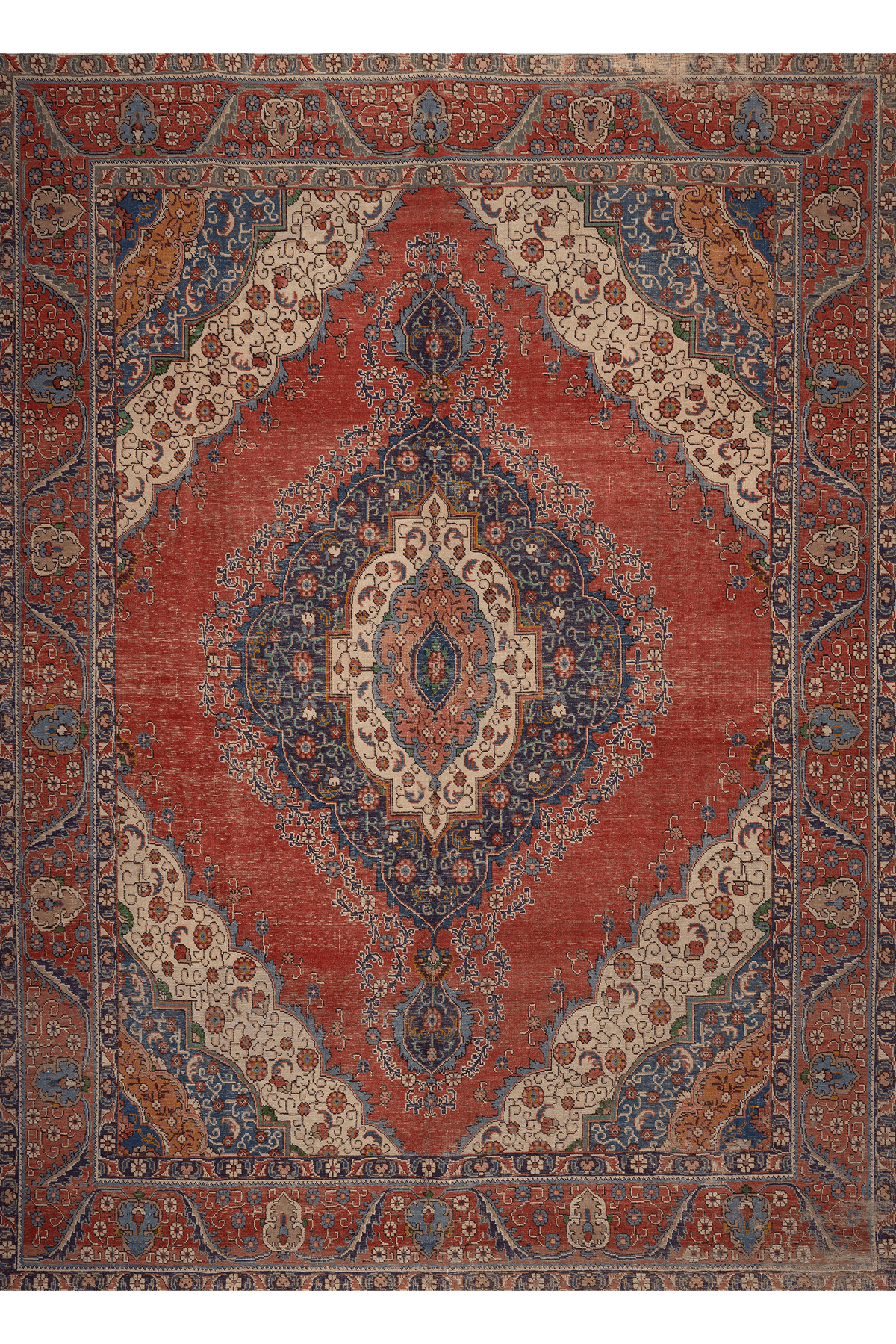 Vintage Southeastern Persian Style Oversize Rug 9x12 ft — Red & Blue Medallion