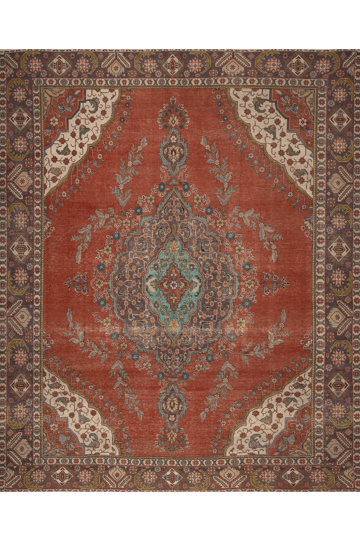 Vintage Southeastern Persian Style Oversize Rug 10x12 ft — Red & Brown Medallion
