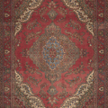 Vintage Southeastern Persian Style Oversize Rug 9x13 ft — Red & Beige Medallion