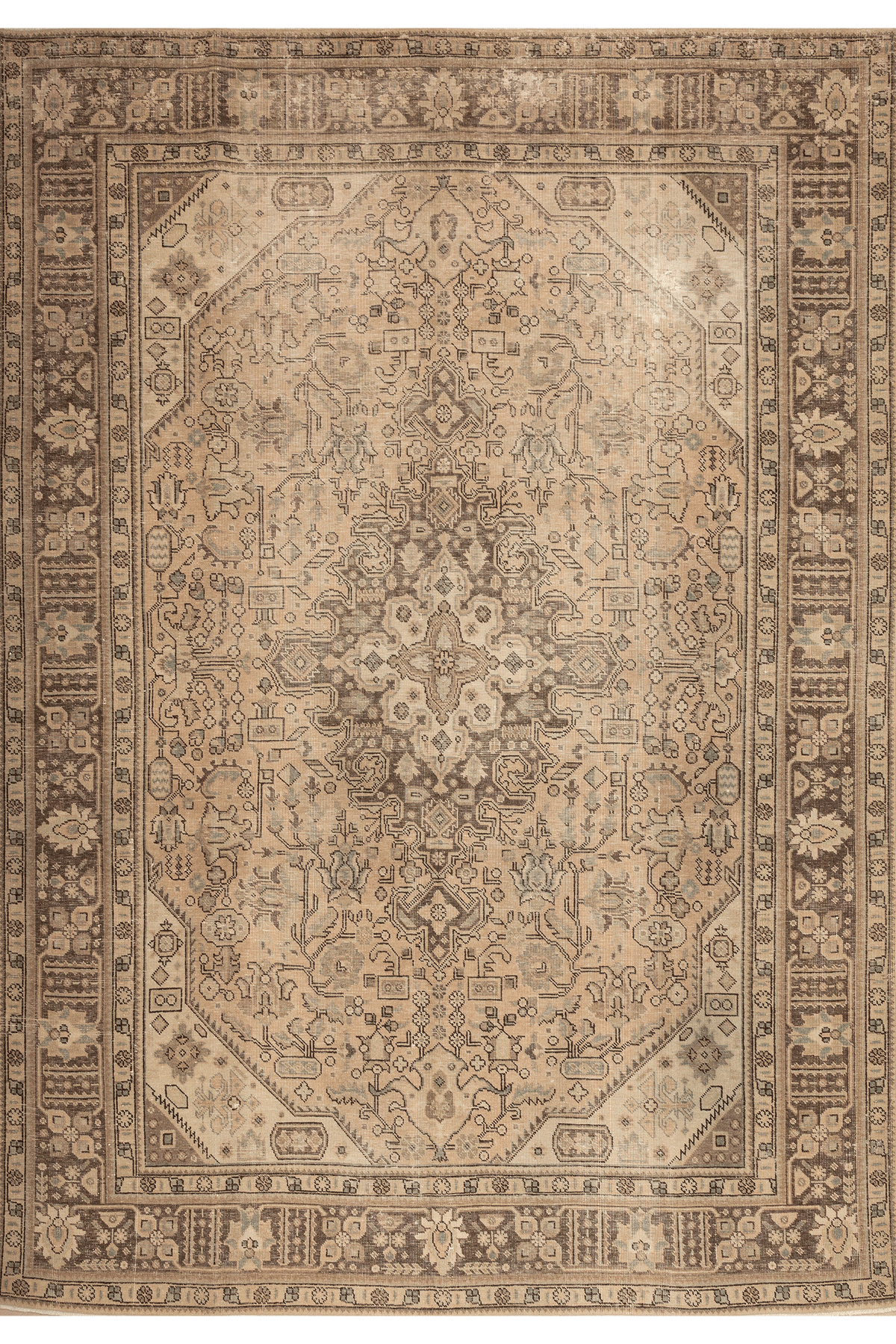 Vintage Southeastern Persian Style Oversize Rug 8x11 ft — Beige & Brown Floral
