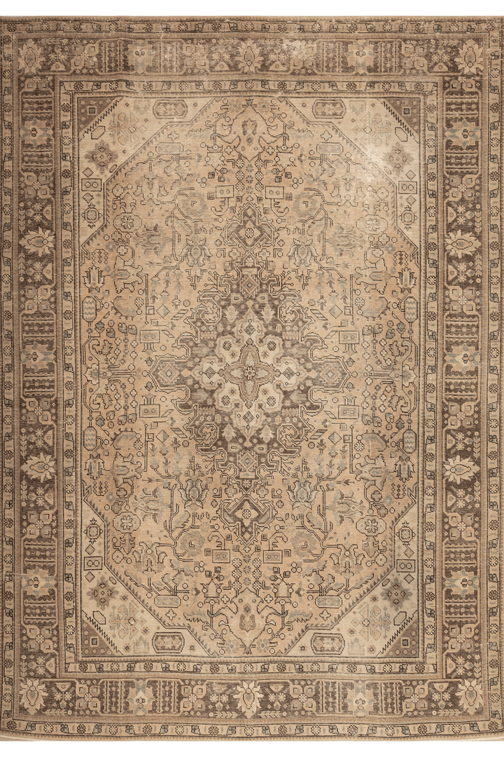 Vintage Southeastern Persian Style Oversize Rug 8x11 ft — Beige & Brown Floral