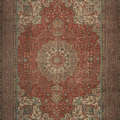 Vintage Southeastern Persian Style Oversize Rug 9x12 ft — Red & Beige Medallion