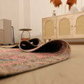 Vintage Southeastern Persian Style Oversize Rug 7x10 ft — Pink & Beige Medallion