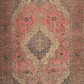 Vintage Southeastern Persian Style Oversize Rug 7x10 ft — Pink & Beige Medallion