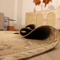 Vintage Southeastern Persian Style Oversize Rug 9x13 ft — Beige & Green Medallion