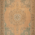 Vintage Southeastern Persian Style Oversize Rug 9x13 ft — Beige & Green Medallion