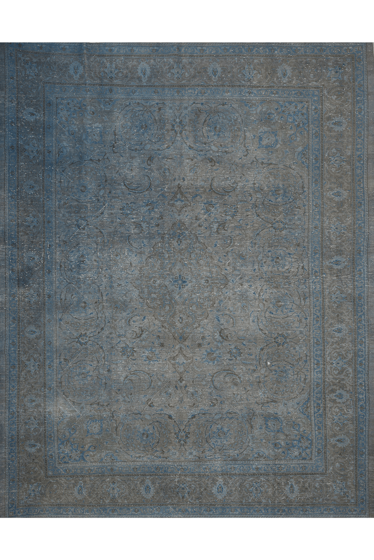 Vintage Southeastern Persian Style Oversize Rug 10x12 ft — Blue & Gray Medallion