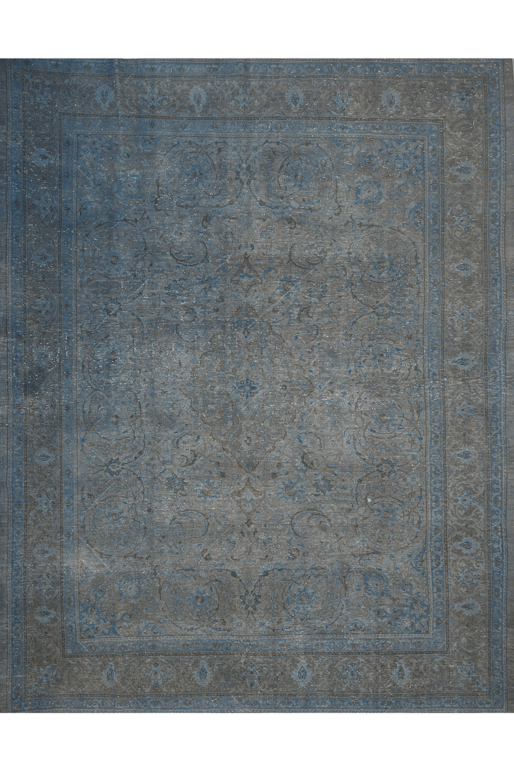 Vintage Southeastern Persian Style Oversize Rug 10x12 ft — Blue & Gray Medallion