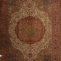 Vintage Konya Turkish Area Rug 8x11 ft — Beige & Orange Medallion