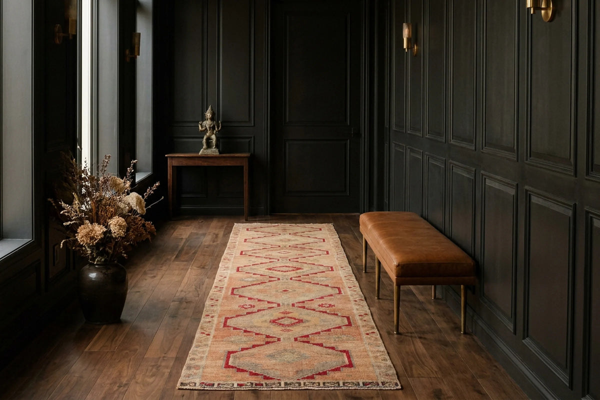 Beige Persian runner rug in a styled room