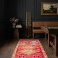Red Persian runner rug in a styled room
