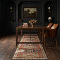 Red Persian runner rug in a styled room
