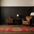 Red Persian runner rug in a styled room