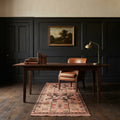Brown Persian runner rug in a styled room