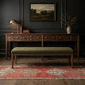 Red Persian runner rug in a styled room