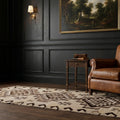 White Persian runner rug in a styled room