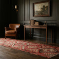 Red Persian runner rug in a styled room
