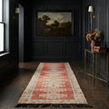 Red Persian runner rug in a dining room