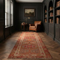 Brown Persian runner rug in a corridor