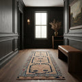 Beige Persian runner rug in a styled room