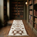 White Persian runner rug in a library