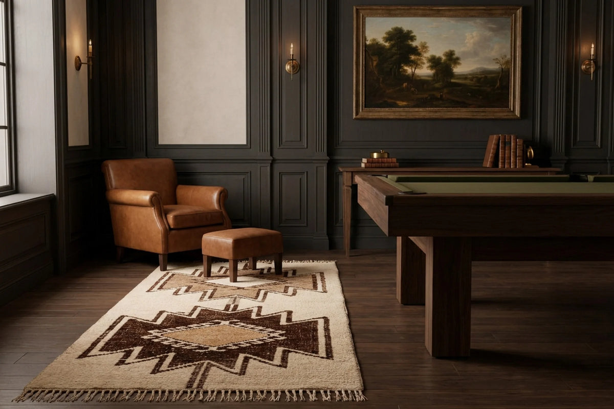 White Persian runner rug in a styled room