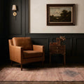 Brown Persian runner rug in a styled room