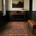 Red Persian runner rug in a styled room