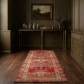 Red Persian runner rug in a styled room