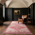 Pink Persian runner rug in a styled room