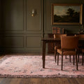 Pink Turkish rug in a dining room