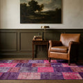 Pink Turkish rug in a den