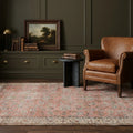 Pink Turkish rug in a styled room