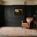Pink Turkish rug in a styled room