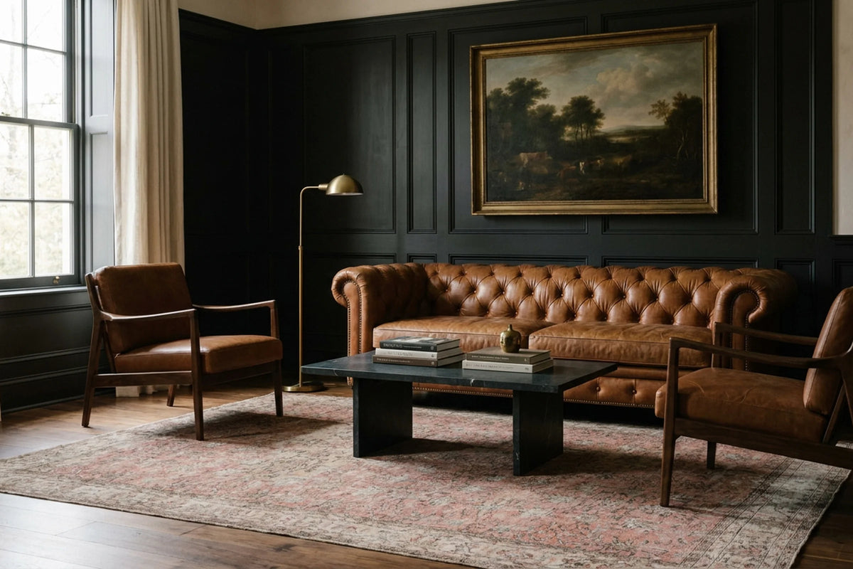 Pink Turkish rug in a styled room