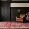 Pink Turkish rug in a styled room