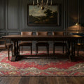 Red Persian rug in a dining room