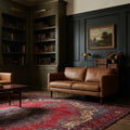 Red Persian rug in a library