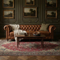 Red Persian rug in a styled room